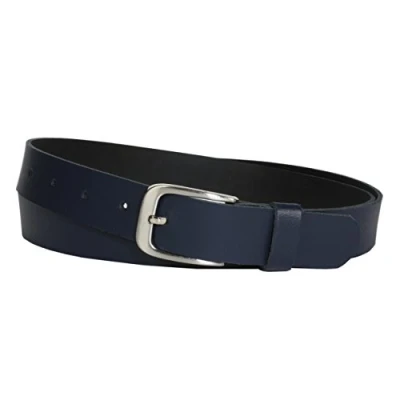 Abbildung von Vascavi Ledergürtel, 3 cm breit, Made in Germany, echt Leder Gürtel für Damen und Herren, kürzbar (90 Gesamtlänge 100 cm, Dunkelblau)