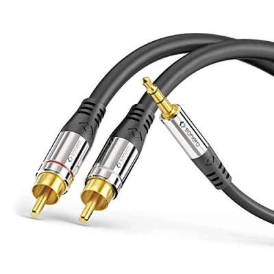 Abbildung von Sonero Premium 0,50m Cinch Kabel, 2x auf Klinke Kabel 3.5mm, Audio HiFi Anlage, AUX, schwarz