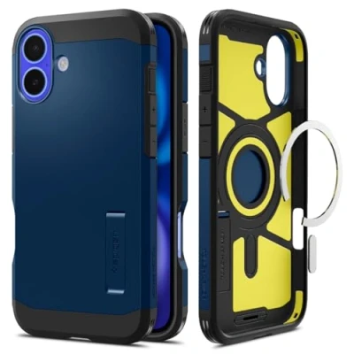 Abbildung von Spigen Tough Armor (AI) MagFit Hülle für iPhone 16, Kompatibel mit MagSafe Zubehör Navy Blue