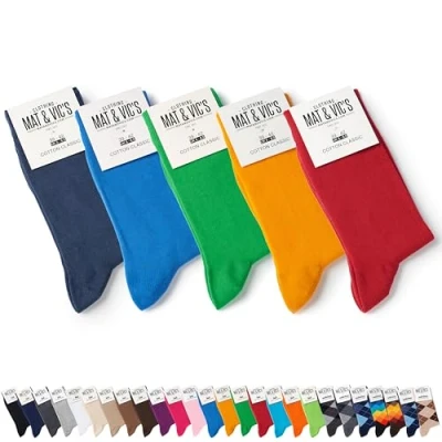 Abbildung von 5 Paar Socken von Mat &amp; Vic&#039;s für Sie und Ihn Cotton classic Socks, gekämmte Baumwolle, ohne drückende Naht, Komfortbund, OEKO TEX Standard 100, Fun Colors, 47 50