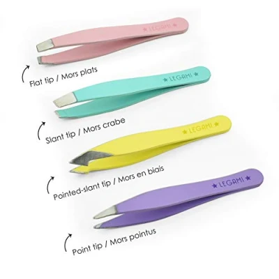 Abbildung von Legami Bye Frida Set mit 4 Mini Pinzetten, 5 x 0,5 cm, aus Edelstahl, erreichen Sie versteckte Haare der am besten geeigneten Spitze, flache abgewinkelte schräge