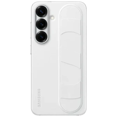 Abbildung von Samsung Standing Grip Silikon Back Cover Weiß Galaxy S25