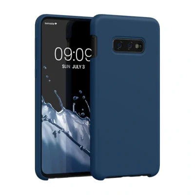 Abbildung von kwmobile Hülle kompatibel mit Samsung Galaxy S10e Silikon Handy Case Handyhülle weiche Oberfläche kabelloses Laden Marineblau