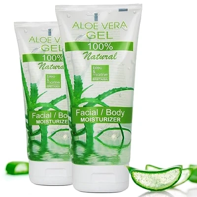 Abbildung von bleu &amp; marine Bretania Natürliche Aloe Vera Feuchtigkeitscreme Reparatur Regeneration für Haut und Haar Anti Aging Hautstraffend Vegan Parabenfrei, 200 ml, 2er Pack