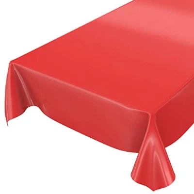 Abbildung von Wachstuchtischdecke Wachstuch abwaschbare Tischdecke Uni Glanz Einfarbig Rot Schnittkante 100 x 140cm