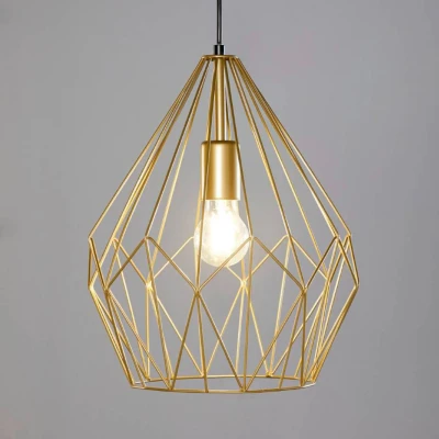 Abbildung von EGLO Pendellampe Carlton, 1 flammige Vintage Pendelleuchte, Retro Hängelampe aus Metall in Gold matt, E27 Fassung