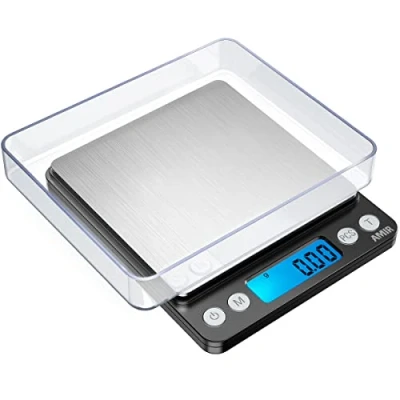 Abbildung von AMIR Feinwaage 0.01g / 500g, Digitalwaage, Taschenwaage, Briefwaage, Grammwaage, Digital mit PCS Funktion, Tara 6 Einheiten Konvertierung, LCD Display, Auto Off