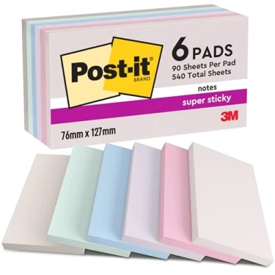 Abbildung von Post it Super Sticky Notes, Soulful Collection, 6 Blöcke to 90 Blatt, Rosa, 127 mm x 76