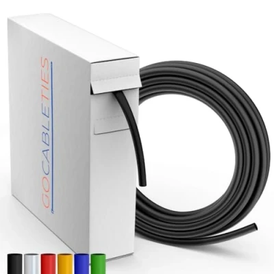 Abbildung von Gocableties Hochwertige Schrumpfschlauch Schwarz 6,4 mm x 9 m Schrumpfverhältnis 2:1 wasserdichter schrumpfschläuche zur Kabelisolierung, Markierung, Kabelbündelung und für Reparaturen