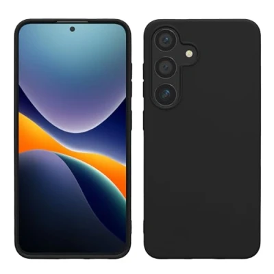Abbildung von kwmobile Hülle kompatibel mit Samsung Galaxy S24 TPU Silikon Handyhülle weich schlank Case stoßabsorbierend flexibel kabelloses Laden Schwarz