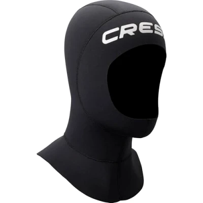 Abbildung von CRESSI Unisex Adult Resilient Long Hood 3mm M Kopfhauben mit verlängertem, doppelt gefüttertem 3 mm Neopren, Schwarz größer Kragen,