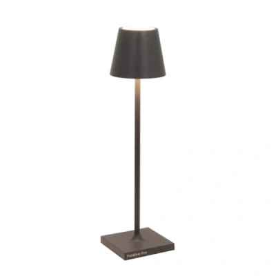 Abbildung von Zafferano, Poldina Micro Lampe, Kabellose, Wiederaufladbare Tischlampe mit Touch Control, Geeignet für Wohnzimmer und Außenbereich, Dimmer, 2200 3000 K, Höhe 27,5 cm, Farbe Dunkelgrau