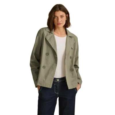 Abbildung von CECIL Damen B202024 Kurze Trench Jacke, Smooth Khaki, XL