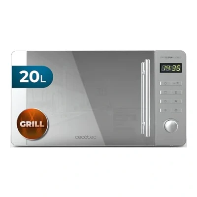 Abbildung von Cecotec Mikrowelle mit Grill Proclean 5120 Flatbed Mirror. Kapazität 20 l, 700 W, 5 Stufen, 800 W Grill, 8 automatische Programme, LED Display Uhr und 3DWave Technologie, perfekte Ergebnisse
