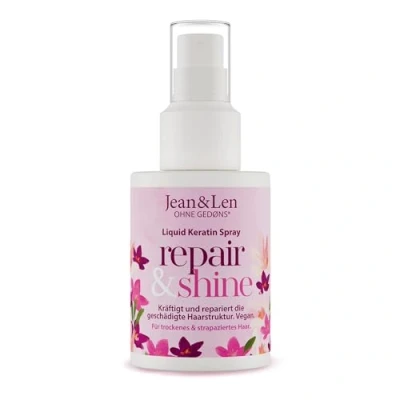 Abbildung von Jean &amp; Len Liquid Keratin Spray, mit Phyto Bausteinen Proteinen, pflegt geschädigtes Haar, duftet nach Sandalwood und Silk, ohne Parabene Silikone, vegan, 100 ml (1er Pack)