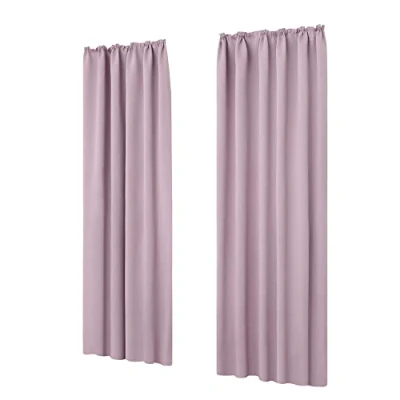 Abbildung von Deconovo Blickdichter Thermovorhang Wohnzimmer mit Kräuselband, 200x140 cm(HöhexBreite), Hellpink, 2er Set