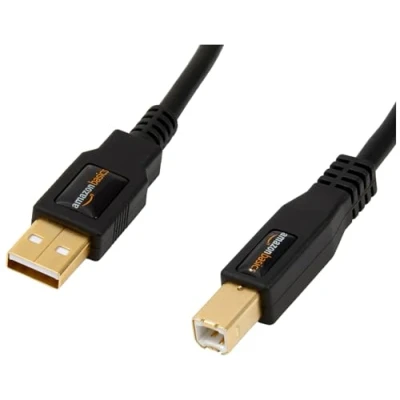 Abbildung von Amazon Basics PC045 USB 2.0 Druckerkabel A Stecker auf B Stecker, für Personal Computer, 4.8 m, Schwarz