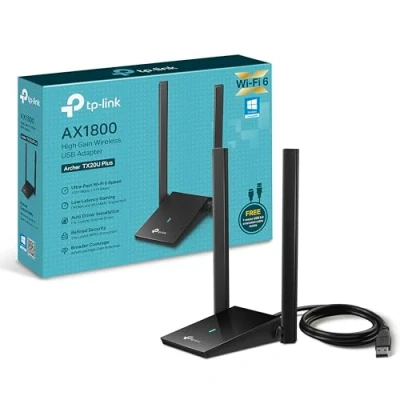 Abbildung von TP Link Archer TX20U Plus WLAN Stick Für PC, WiFi 6 AX1800 Dual Band, USB 3.0, MU MIMO, Antennen mit hoher Verstärkung, WPA3 Verschlüsselung, Kompatibel Windows 11/10, Schwarz, único