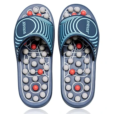 Abbildung von BYRIVER Fußmassage Hausschuhe Schuhe, Fußmassagegerät für Plantarfasziitis Arthritis, Entspannung Geschenke Mama Papa (05L)