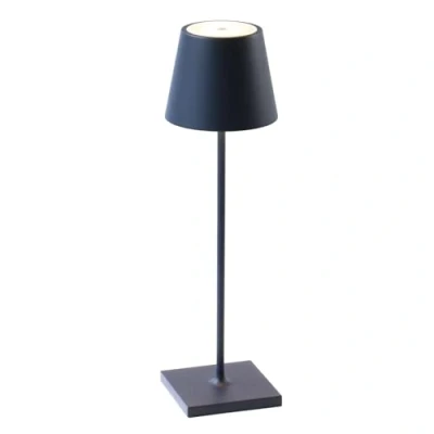 Abbildung von Zafferano, Poldina Pro Lampe, Kabellose, Wiederaufladbare Tischlampe Mit Touch Control, Auch Für Den Außenbereich Geeignet, Dimmer, 2200 3000 K, Höhe 38 cm, Farbe Stahlblau, Amazon Exclusive