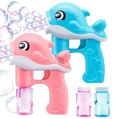 Abbildung von JOYIN 2 Wal Seifenblasen Pistolen für Kinder mit 4 x 50ml Seifenblasenflüssigkeit, Seifenblasenpistole Indoor &amp; Outdoor Spiele, Sommer Themed Party, Geburtstag, Party Favors