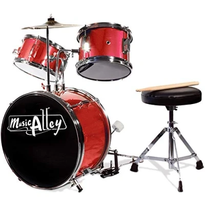 Abbildung von Music Alley Junior Drum Kit for Kids with Kick Pedal, Stool &amp; Sticks Red
