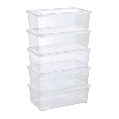 Abbildung von Grizzly Aufbewahrungsboxen 5 x L mit Deckel transparent Klarsichtboxen stapelbar Belüftung