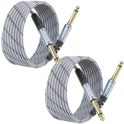 Abbildung von JOLGOO 1/4 Zoll Gitarren Instrumentenkabel 2 Stück, TS Gitarrenkabel, Viertel Kabel, für E Gitarre, Bass, Keyboard, Mixer, Verstärker, Lautsprecher, elektrische Mandoline, 3 m