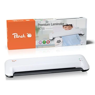 Abbildung von Peach Laminiergerät DIN A3 inkl. 25 gratis Laminierfolien doppelt so schnell startklar als andere laminiert eine Seite pro Minute geeignet für alle handelsüblichen Folien PL755A