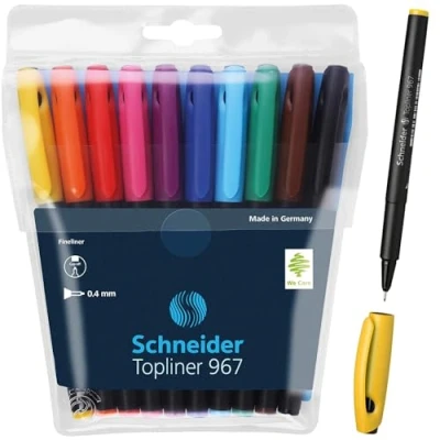 Abbildung von Schneider Topliner 967 Fineliner (Strichstärke 0,4 mm) 10er Etui sortiert
