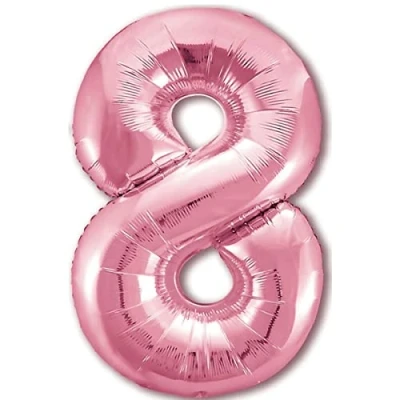 Abbildung von Luftballon 8. Geburtstag Zahl 8 Rosa XXL Riesen Folienballon 100cm Geburtstagsdeko Mädchen Ballon Deko zum Geburtstag. Fliegt mit Helium.