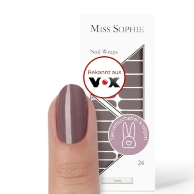 Abbildung von Original Miss Sophie Nagelfolien Cocoa I 24 ultra dünne Nagellack Streifen einfarbig Für Finger &amp; Fußnägel Hält auf Natur sowie lackierten, Acryl , Gel Shellac Nägeln