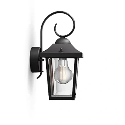 Abbildung von Philips myGarden Außenwandleuchte Buzzard, 1x E27 60W, IP44 Schutzart, Leuchtmittel separat erhältlich, schwarz, 17.50 x 13.00 29.00 cm