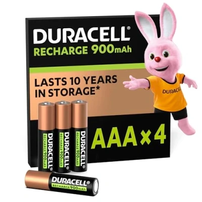 Abbildung von Duracell Akku AAA, wiederaufladbare Batterien 4 Stück, Unsere Nr. 1 längste Haltbarkeit pro Aufladung, vorgeladen
