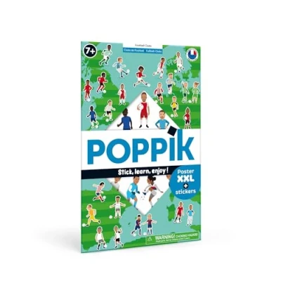 Abbildung von POPPIK 1841076 Sticker Poster, Fußball, interaktives Lernposter mit Aufklebern, mehrsprachiges Fußballposter, für Kinder ab 7 Jahren, 68 x 100 cm