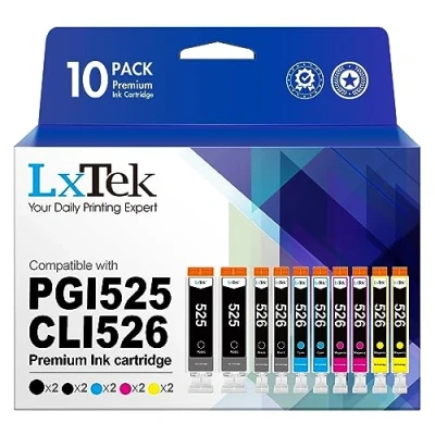 Abbildung von LxTek PGI 525 CLI 526 Tintenpatrone Kompatibel für Canon Druckerpatronen MG5350 PIXMA MG5150 MG5250 IP4850 IP4950 IX6550 MX885 MX715 MG6150 (10er Pack)