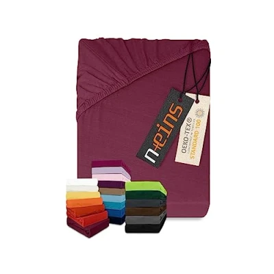 Abbildung von npluseins klassisches Jersey Spannbetttuch vielen Farben + Größen 100% Baumwolle 159.192, 140 160 x 200 cm, Pflaume