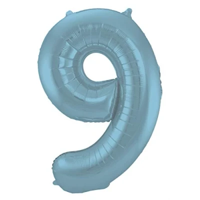 Abbildung von Folat 65949 Folienballon Zahl 9 blau Pastel ca. 86 cm