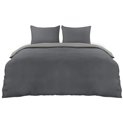 Abbildung von Utopia Bedding Bettwäsche 220x240 Set Mikrofaser Bettbezug 240x220 cm + 2 Kissenbezüge 65x65 Dunkelgrau/Hellgrau