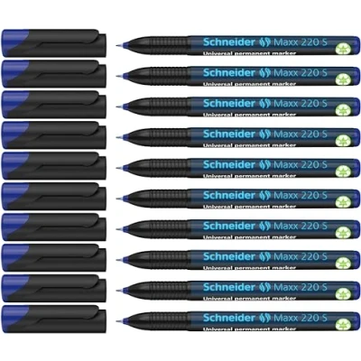 Abbildung von Schneider Maxx 220 S Universal Marker (permanent, Cap Off Ink, 0,4 mm) 10er Packung blau