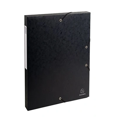 Abbildung von Exacompta 50301E 8er Pack Premium Sammelboxen aufgebaut mit Gummizug 25 mm breit aus extra starkem Colorspan Karton Rückenschild für DIN A4 Archivbox Heftbox Dokumentenbox Sammelmappe schwarz