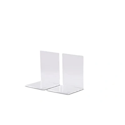 Abbildung von MAUL Buchstütze aus Acryl (2er Pack) 10x8x10cm Bücherhalter, Organizer für Kinder, Bücher, Büro, Regal Bücherstütze im stilvollen Design Möbelschonender Buchhalter Glasklar