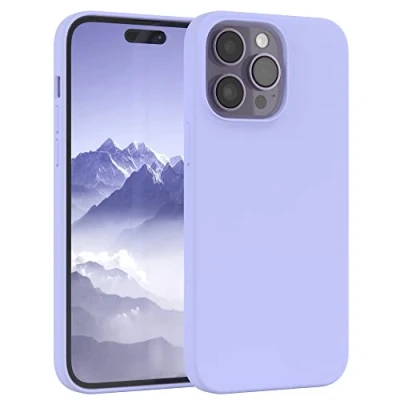 Abbildung von EAZY CASE Premium Silikon Handyhülle kompatibel mit iPhone 14 Pro Max, Slimcover Kameraschutz und Innenfutter, Silikonhülle, Schutzhülle, Bumper, Handy Case, Hülle, Softcase, Lila Blau
