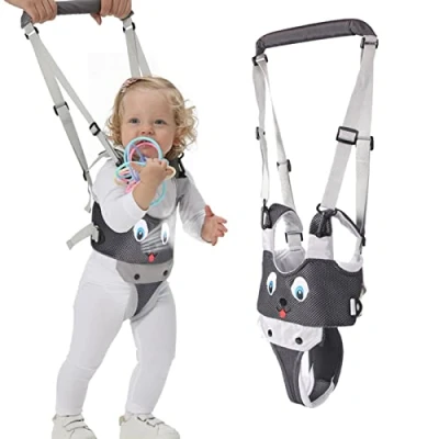 Abbildung von IULONEE Lauflernhilfe Gehhilfe für Baby Stehen und Gehen Lernen Helfer 4 in 1 Funktionale Verstellbar Walker Sicherheitsleinen Kinder 7 24 Monate (Mesh Grau)