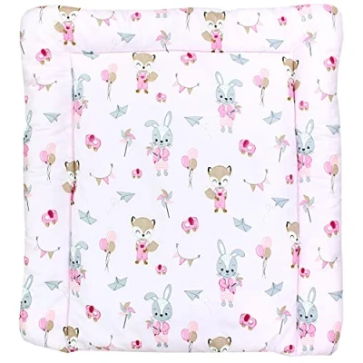 Abbildung von TupTam Baby Wickeltischauflage mit Baumwollbezug Gemustert, Farbe: Fuchs/Kaninchen/Rosa, Größe: 70 x cm