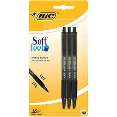 Abbildung von BIC Druckkugelschreiber Soft Feel (0,32 mm) Blister à 3 Stück, schwarz
