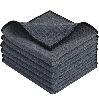 Abbildung von KinHwa Mikrofaser Reinigungstücher Super Weiche Waschbar Saugstark Umweltfreundlich Reißfest Mikrofasertücher 30CM x 6 Stück Grau