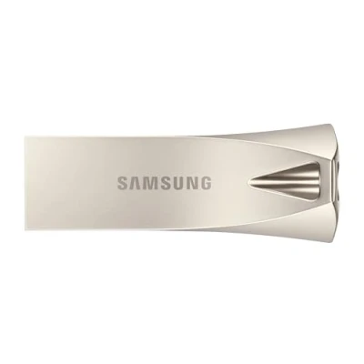 Abbildung von Samsung BAR Plus USB Stick Typ A, 128 GB, 400 MB/s Lesen, 60 Schreiben, Widerstandsfähiger 3.1 Speicherstick mit Schlüsselring, Champagne Silver, MUF 128BE3/APC