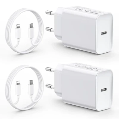 Abbildung von 2 Pack Ladekabel Schnellladekabel for iPhone 14/14 Plus/14 Pro/14 Pro Max/13 12 11 SE X XR 8 7, 30W USB C Ladegerät Schnellladegerät 2M Kabel Stecker Adapter Ladestecker Netzstecker