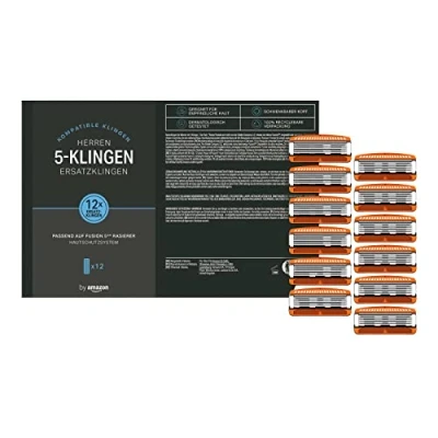 Abbildung von by Amazon Herren Ersatzklingen, können mit allen Gillette Fusion5 Rasierer Griffen verwendet werden, 12 Stück